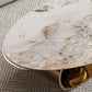Slate Oval Coffee Table Golden Metal Frame Abstract Cocktail Table, 14.17" High Clearhalo 'Coffee & Accent Tables' 'Coffee Tables' 'coffee_tables' 'furn' 'furn_coffee_tables' 'Furniture' 'Living Room Furniture' 1200x1200_bb3377ab-394f-45bb-b6cd-aedfc7c03aea