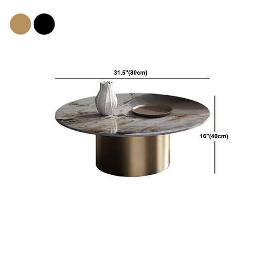 Tavolino rotondo in stile glam con base di piedistallo in acciaio