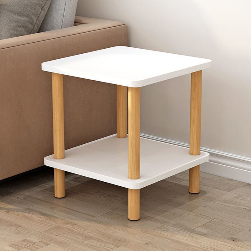 Table d'appoint en bois à double niveau de style moderniste géométrique pour le salon