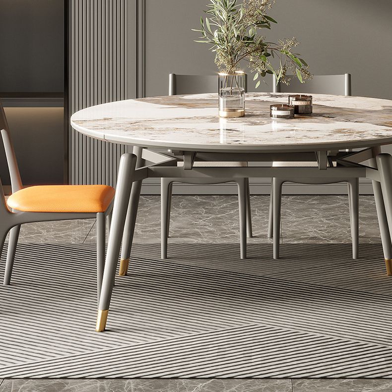Traditional Luxury Dining Table Round Sintered Stone 4 Legs Dining Table with Wooden Base Clearhalo ' dining_table' 'Dining Tables & Seating' 'Dining Tables' 'furn' 'furn_dining_table' 'Furniture' 'furniture_dining_table' 'Kitchen & Dining Furniture' 'kitchen&dining_furn' 'kitchen' 'kitchen_dining_table' 1200x1200_bb35e868-dba4-4bdb-a1df-51e39f115282