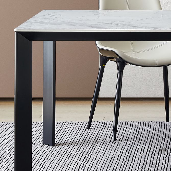 Rectangle Stone Dining Table Contemporary Metal 4 Legs Dining Table Clearhalo 'Dining Tables & Seating' 'Dining Tables' 'dining_table' 'furn' 'furn_dining_table' 'Furniture' 'Kitchen & Dining Furniture' 1200x1200_bb366628-787e-4f4c-a48d-90e51173a155