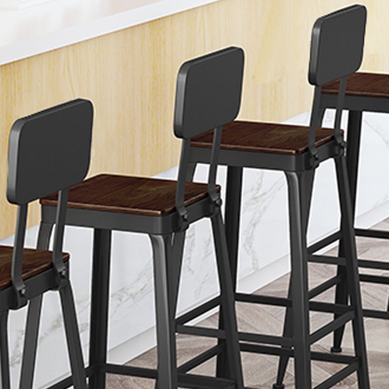 Industrial Square Footrest Counter Chair Metal Low Back Counter and Bar Stool