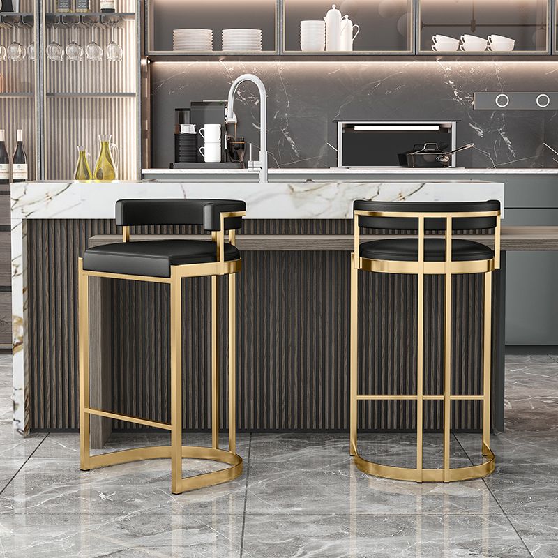Glam Footrest Low Back Barstool Matte Finish PU Leather Matte Finish Coffee Shop Stool Clearhalo 'Bar Furniture' 'Bar Stools' 'bar_stools' 'furn' 'furn_bar_stools' 'furniture_bar_stools' 'Kitchen & Dining Furniture' 'kitchen&dining_furn' 'kitchen' 'kitchen_furn' Furniture' 1200x1200_bb37d31c-99e1-482a-be0d-973ba3be8746