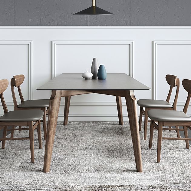 Mid-Century Gray Sintered Stone Table Rectangle Standard Dining Table for Kitchen Clearhalo ' dining_table' 'Dining Tables & Seating' 'Dining Tables' 'furn' 'furn_dining_table' 'Furniture' 'furniture_dining_table' 'Kitchen & Dining Furniture' 'kitchen&dining_furn' 'kitchen' 'kitchen_dining_table' 1200x1200_bb383e69-6dae-48c1-8f0c-8f1e25357c38