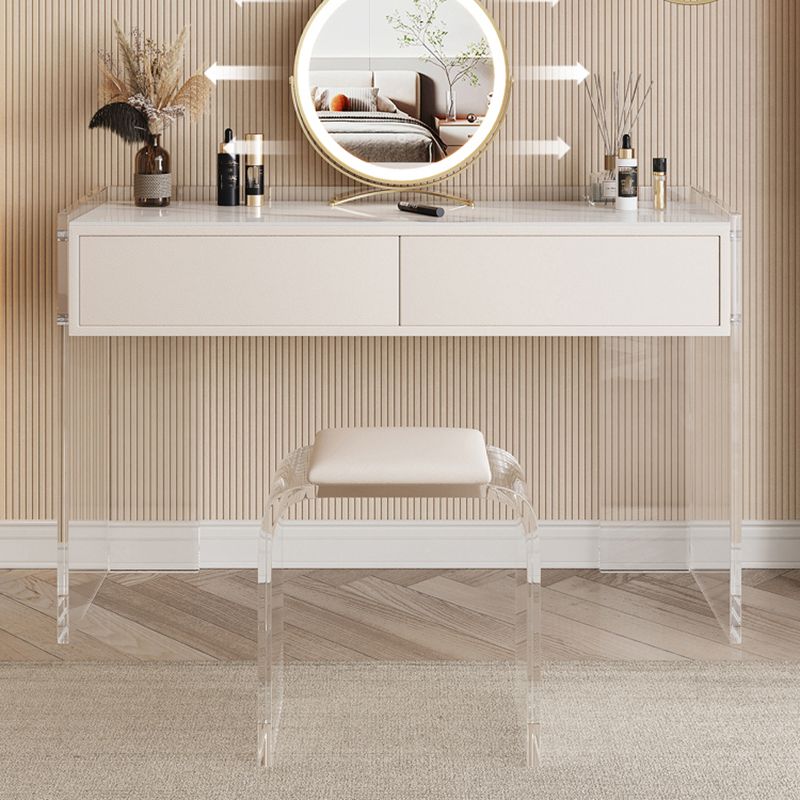 Stone Top Make-up Vanity White Wood Dressing Table with 2 Storage Drawers Clearhalo 'Bedroom Furniture' 'furn' 'furn_makeup_vanities' 'Furniture' 'Makeup Vanities' 'makeup_vanities' 1200x1200_bb399c9f-aa2d-47e1-93d4-e6545a53c1dc