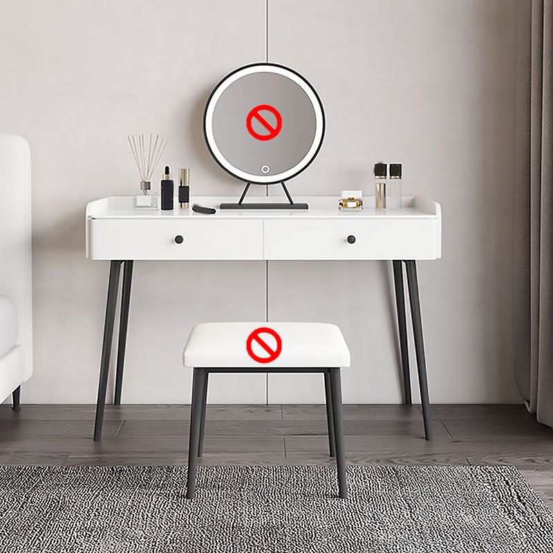 Set di sgabelli moderni per trucco per vanità in pietra bianca - 31,5 "/39.37" /47.24 "w