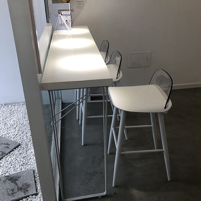 White Modern Style Rectangle Bar Table in Wood and Metal Milk Tea Shop Bar Table Clearhalo 'Bar Furniture' 'Bar Tables' 'bar_tables' 'furn' 'furn_bar_tables' 'Furniture' 'furniture_bar_tables' 'Kitchen & Dining Furniture' 1200x1200_bb3bc452-d82a-432d-9542-50e1ce0bdfd4