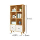 Natural Modern Bookshelf Wood Closed Back Bookcase with Drawer Storage