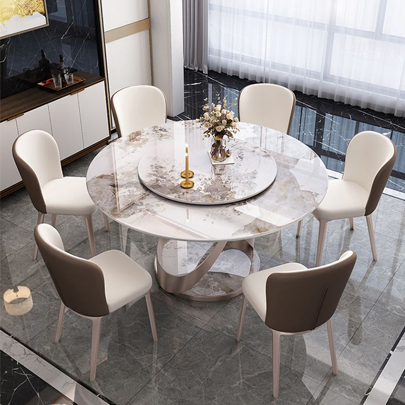 Sintered Stone Dining Table Set 1/4/5/7 Pcs Round Dining Table and Upholstered Chairs Clearhalo 'Dining Room Sets' 'Dining Tables & Seating' 'dining_room_set' 'furn' 'furn_dining_room_set' 'Furniture' 'Kitchen & Dining Furniture' 1200x1200_bb3e8cfb-f28f-4bf9-b492-88d9a8d21eb6