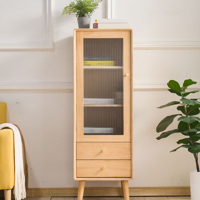 Modern Glass Paned Accent Cabinet 1-Door Solid Wood Chest with 2 Drawers Clearhalo 'Cabinets & Chests' 'cabinets_chests' 'furn' 'furn_cabinets_chests' 'Furniture' 'Living Room Furniture' 1200x1200_bb405562-6629-4542-a4a5-0f261eaba58a