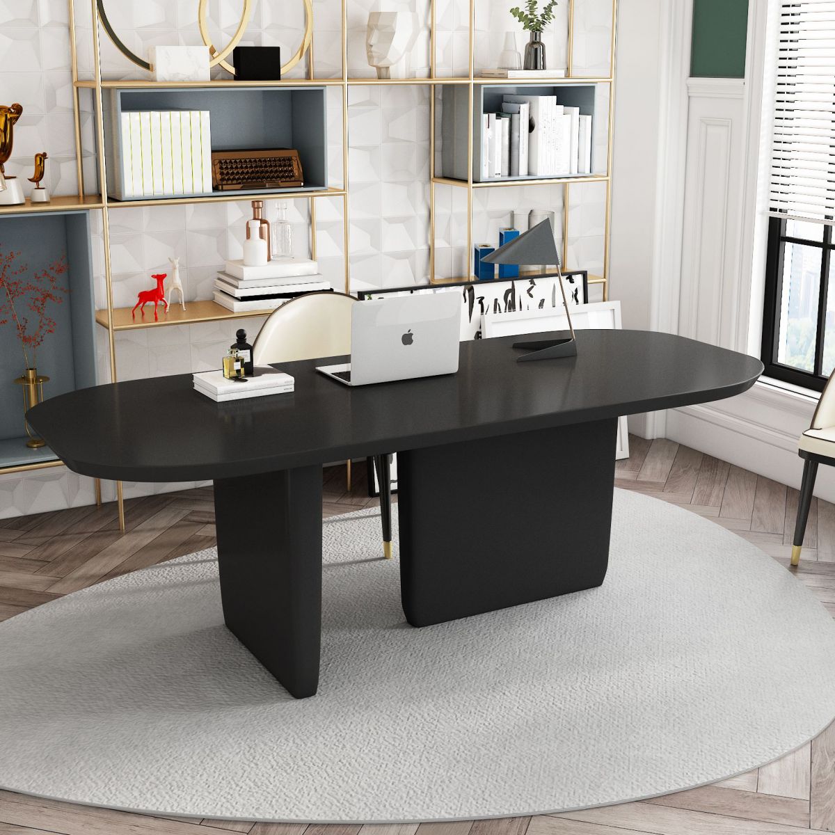 Rectangle Solid Wood Dining Table Modern Table with Double Pedestal Base Clearhalo ' dining_table' 'Dining Tables & Seating' 'Dining Tables' 'furn' 'furn_dining_table' 'Furniture' 'furniture_dining_table' 'Kitchen & Dining Furniture' 'kitchen&dining_furn' 'kitchen' 'kitchen_dining_table' 1200x1200_bb4224a2-2755-4b33-9201-e21d16be55f8
