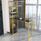 Modern Iron Bistro Table Stone Top Rectangle Indoor Bar Dining Table with Wine Rack Clearhalo 'Bar Furniture' 'Bar Tables' 'bar_tables' 'furn' 'furn_bar_tables' 'Furniture' 'furniture_bar_tables' 'Kitchen & Dining Furniture' 1200x1200_bb4370c3-f9af-4a1b-a2b9-5be8eebbfb75