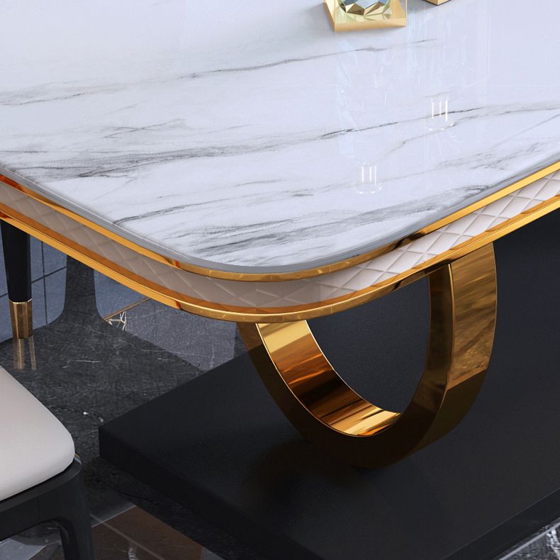 Traditional Luxury Rectangle Dining Table Sintered Stone Table with Gold Trestle Base Clearhalo ' dining_table' 'Dining Tables & Seating' 'Dining Tables' 'furn' 'furn_dining_table' 'Furniture' 'furniture_dining_table' 'Kitchen & Dining Furniture' 'kitchen&dining_furn' 'kitchen' 'kitchen_dining_table' 1200x1200_bb452aa9-c414-481d-a4e1-ce552a5d155b