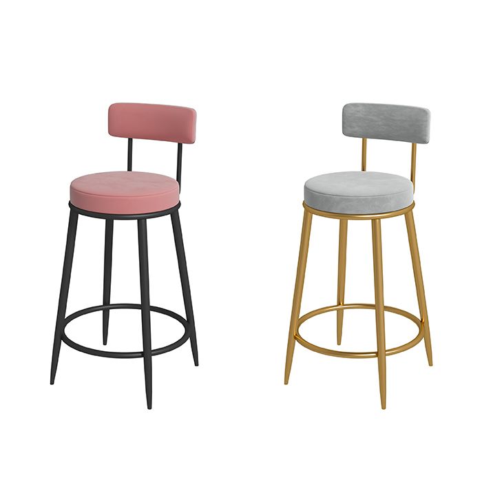 Nordic Low Back Bar Stool Round Counter Bar Stool with Metal Legs Clearhalo 'Bar Furniture' 'Bar Stools' 'bar_stools' 'furn' 'furn_bar_stools' 'Furniture' 'furniture_bar_stools' 'Kitchen & Dining Furniture' 1200x1200_bb453eab-984b-44cb-9c71-0e30effca80c