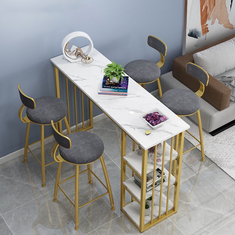 Marble Color Top Bar Table 42-inch Height Glam Style Bistro Table Clearhalo 'Bar Furniture' 'Bar Tables' 'bar_tables' 'furn' 'furn_bar_tables' 'Furniture' 'Kitchen & Dining Furniture' 1200x1200_bb467e70-2a2c-4488-a415-6297fbb5efbb