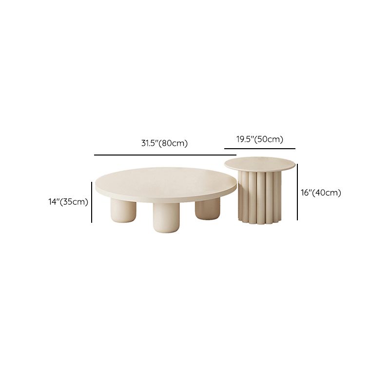 Table basse ou table d'appoint moderne en bois artificiel, ronde, beige