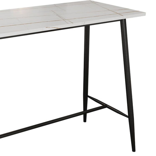 Modern Marble Pub Table with Rectangle Table Top Black Trestle Table - 42" H Clearhalo 'Bar Furniture' 'Bar Tables' 'bar_tables' 'furn' 'furn_bar_tables' 'Furniture' 'furniture_bar_tables' 'Kitchen & Dining Furniture' 1200x1200_bb48c321-3862-4a0b-9ced-3aefcd0525e4