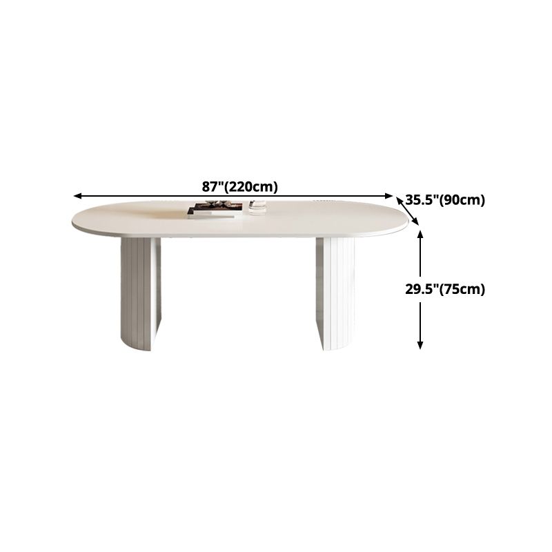 Metal Contemporary Double Pedestal Dining Table Sintered Stone Table for Dining Room Clearhalo ' dining_table' 'Dining Tables & Seating' 'Dining Tables' 'furn' 'furn_dining_table' 'Furniture' 'furniture_dining_table' 'Kitchen & Dining Furniture' 'kitchen&dining_furn' 'kitchen' 'kitchen_dining_table' 1200x1200_bb495d70-bf41-4b73-b5da-1fee7f7eca6d