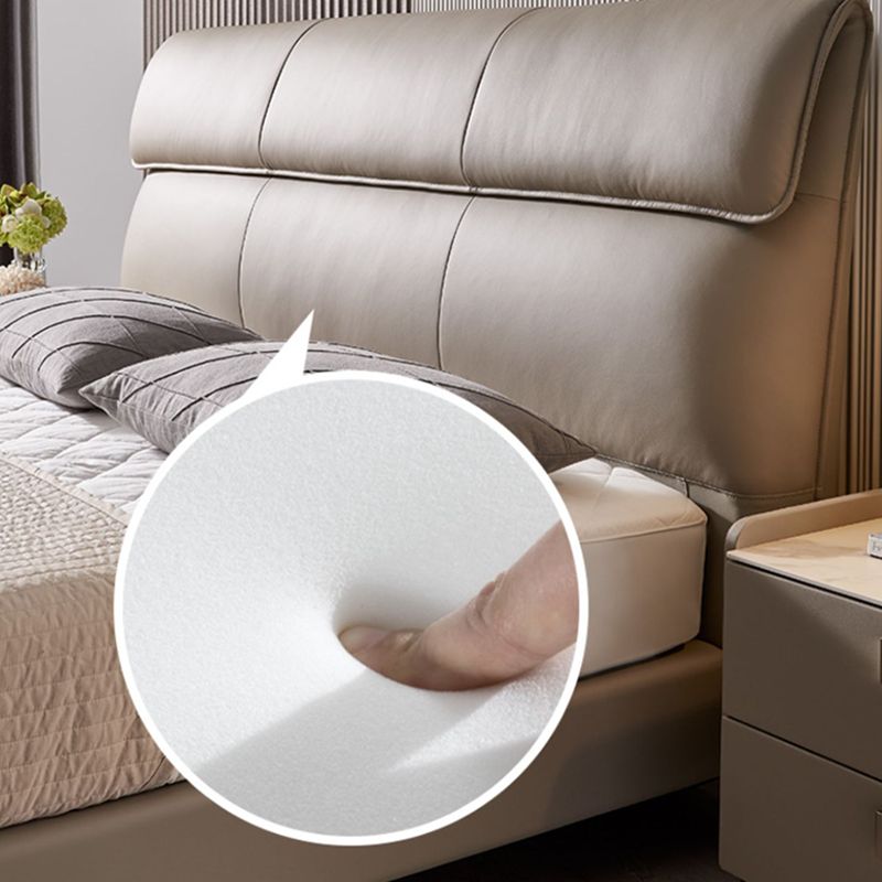 Eigentijdse echte lederen matras inbegrepen met hoofdeinde paneelbed