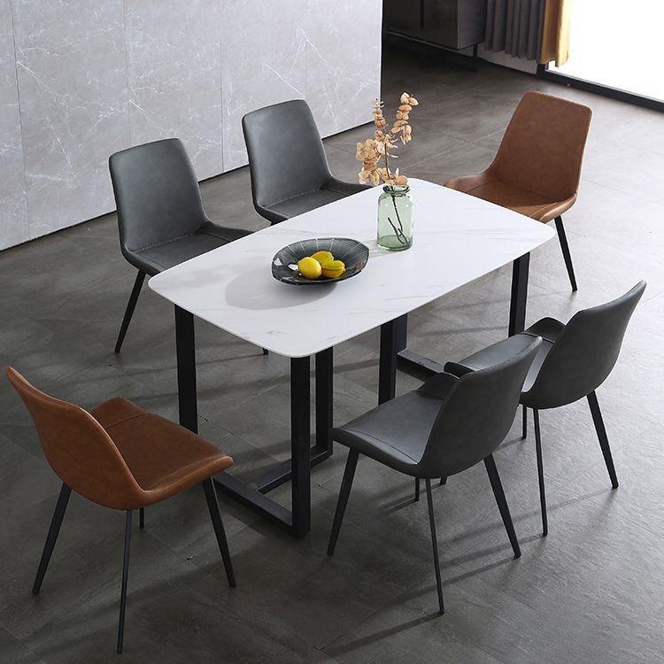 Contemporary Metal Dining Room Chairs Leather Dining Armless Chairs for Indoor Use Clearhalo ' kitchen&dining_furn' 'Dining Chairs' 'Dining Tables & Seating' 'dining_chair' 'furn' 'furn_dining_chair' 'Furniture' 'furniture_dining_chair' 'Kitchen & Dining Furniture' 'kitchen' 1200x1200_bb4d80f6-b344-40a4-9c1f-4691aebb9212