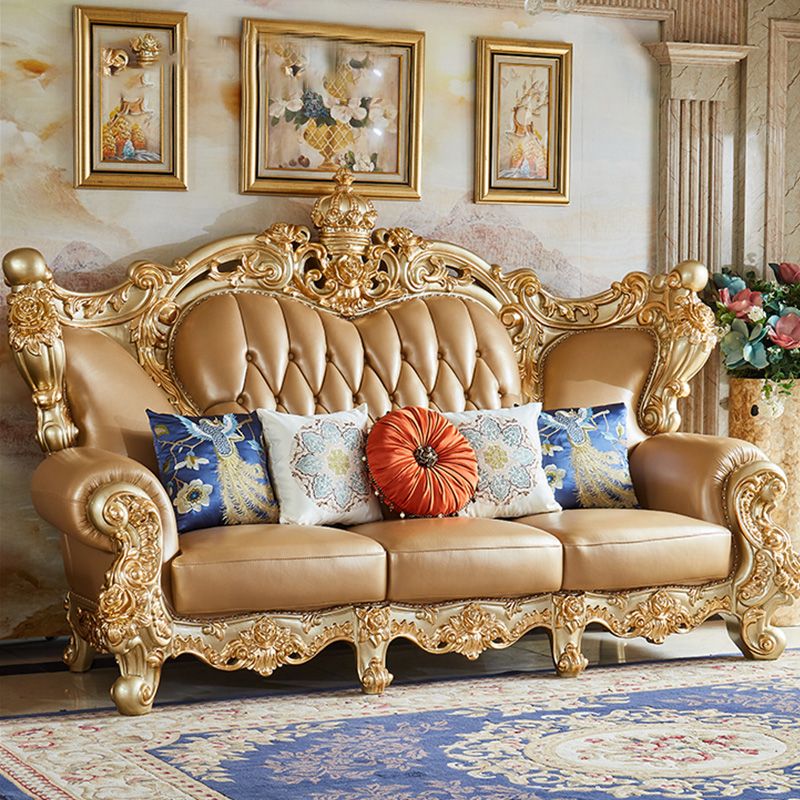 Genuine Leather Sofa Tufted Split-Back Rolled Arm Sofa for Living Room Clearhalo 'furn' 'furn_sofas' 'Furniture' 'Living Room Furniture' 'Sofa' 'sofas' 1200x1200_bb4dfda3-819b-418d-a650-2add258da159