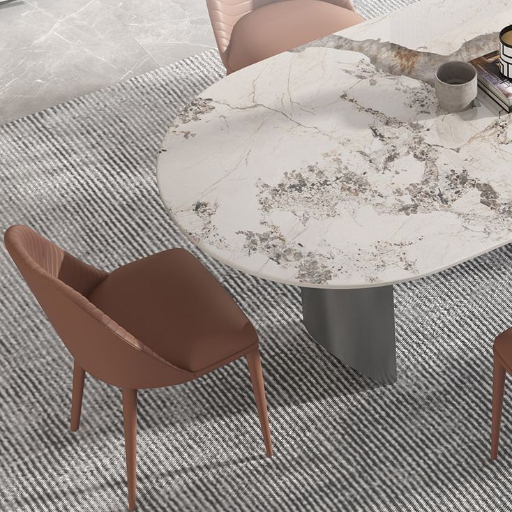 Sintered Stone Dining Table Modern Table in White with Grey Double Pedestal Clearhalo ' dining_table' 'Dining Tables & Seating' 'Dining Tables' 'furn' 'furn_dining_table' 'Furniture' 'furniture_dining_table' 'Kitchen & Dining Furniture' 'kitchen&dining_furn' 'kitchen' 'kitchen_dining_table' 1200x1200_bb4e96f9-b6ec-41db-941a-0f0a0bddaf6c