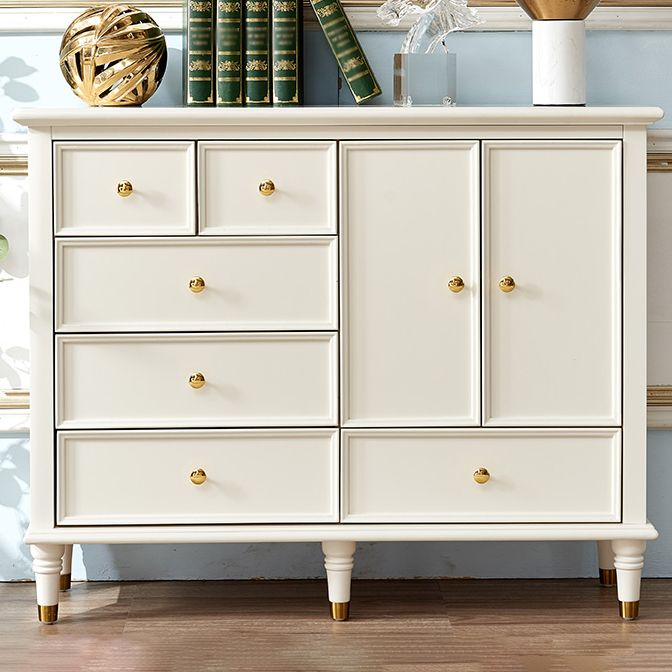 Modern Engineered Wood Buffet Sideboard 2-Door Dining Room Buffet Server in White Clearhalo 'buffet_sideboard' 'Buffets & Sideboards' 'furn' 'furn_buffet_sideboard' 'Furniture' 'Kitchen & Dining Furniture' 1200x1200_bb4f6c35-b371-40f9-b75b-c9bd89385447