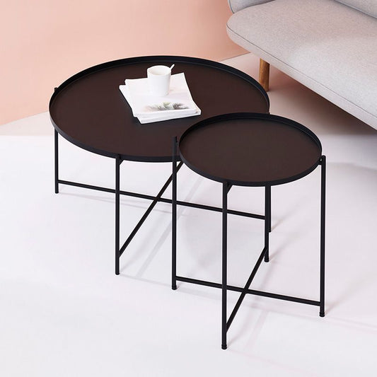 Modern Cross Legs Ironcraft Round Top Coffee Table/Nesting Tables Clearhalo 'Coffee & Accent Tables' 'Coffee Tables' 'coffee_tables' 'furn' 'furn_coffee_tables' 'Furniture' 'furniture_coffee_tables' 'Living Room Furniture' 1200x1200_bb505fb3-49d3-40f0-b71e-19fac26d4a77