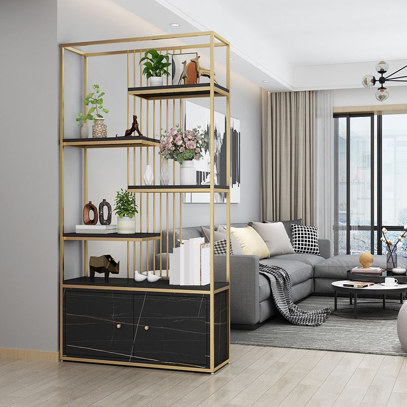 Modern Metal Bookcase Standard Bookshelf With Doors 76.7" H x 11.8" W Clearhalo 'Bookcases' 'furn' 'furn_bookcases' 'Furniture' 'Office Furniture' 1200x1200_bb50672f-8aa8-4de2-bc23-d10d0f74e164