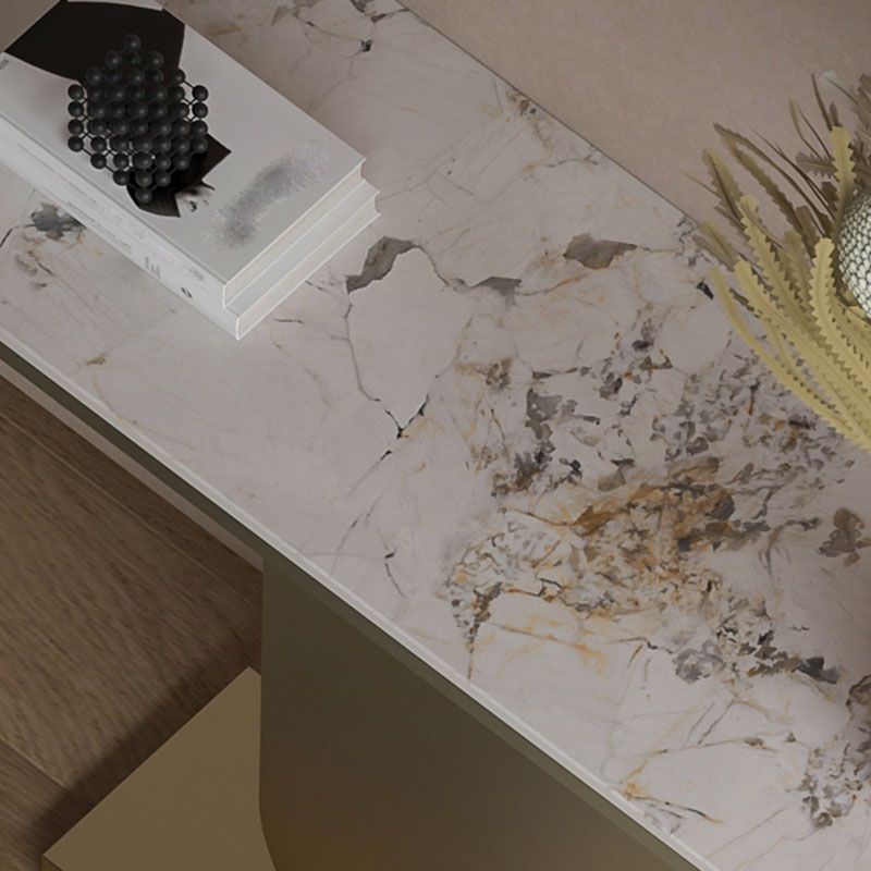 12 Inch Wide Accent Table Glam Half Moon Stone Console Table