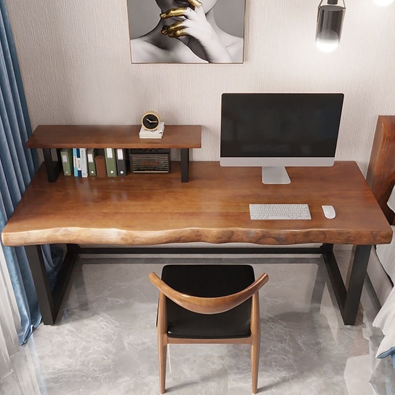 Brown Writing Desk Solid Wood Freeform Shape Home or Office Desk Clearhalo 'furn' 'furn_office_desk' 'Furniture' 'furniture_office_desk' 'Office Desks' 'Office Furniture' 'office_desk' 1200x1200_bb532fe4-1215-46ea-b161-c97bd6cb8999