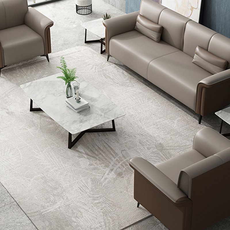 Faux Cuir évasé canapé contemporain canapé avec coussins