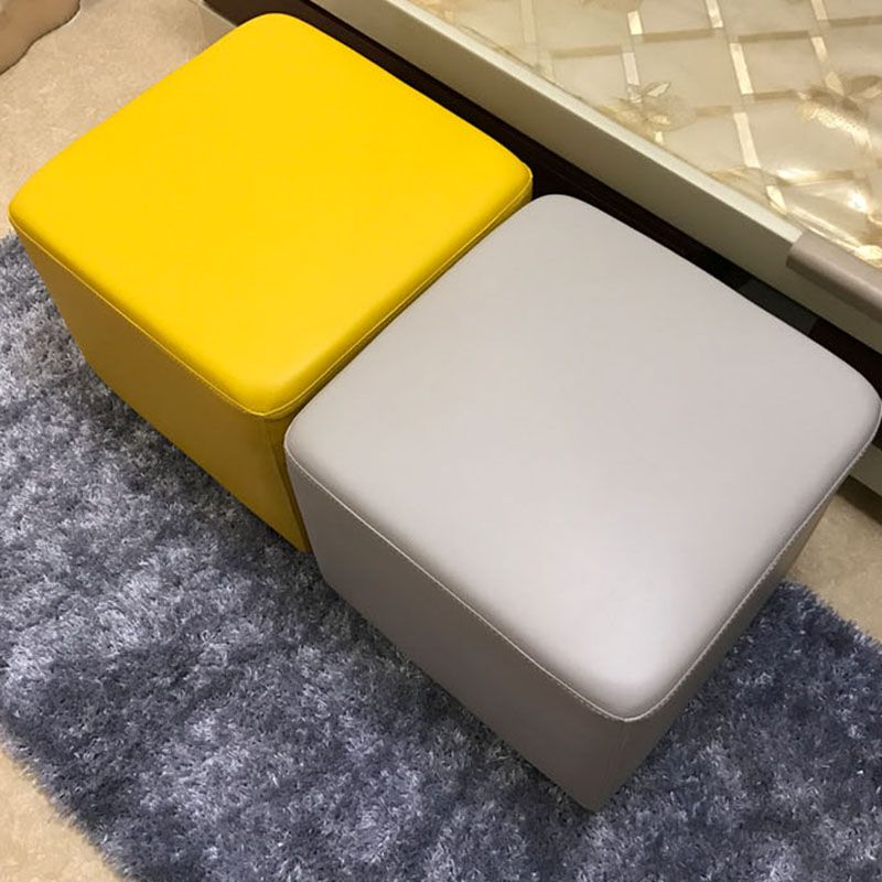 Modern Square Footstools Genuine Leather Foot Stool , 15.6 Inch Width Clearhalo 'furn' 'furn_ottomans_poufs' 'Furniture' 'Living Room Furniture' 'Ottomans & Poufs' 'ottomans_poufs' 1200x1200_bb555460-1cc2-492b-ae8d-26cadfeedd70