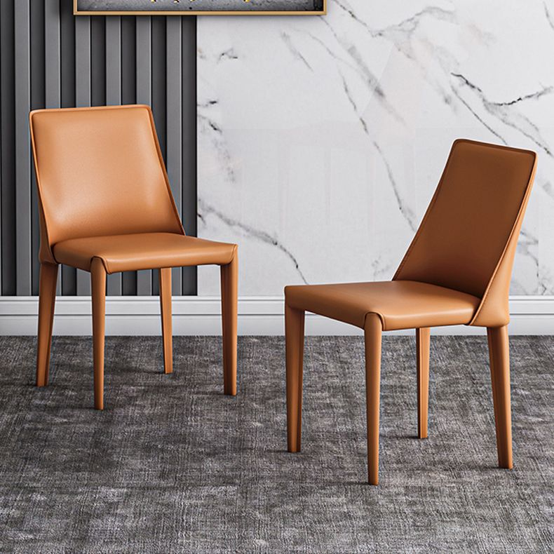 Designer Style Hotel Leather Side Chair Matte Finish Solid Back Dining Chair Clearhalo ' kitchen&dining_furn' 'Dining Chairs' 'Dining Tables & Seating' 'dining_chair' 'furn' 'furn_dining_chair' 'Furniture' 'furniture_dining_chair' 'Kitchen & Dining Furniture' 'kitchen' 1200x1200_bb55ebee-a910-4614-b875-f991443b75d2