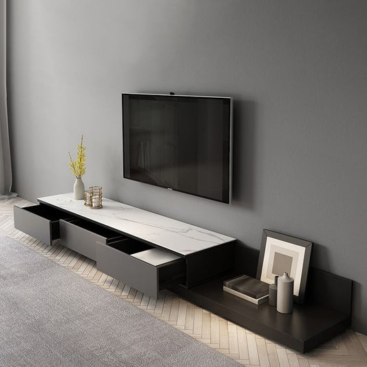 MODERNA TV stand con archiviazione scorrevole, console TV in TV grigio Fit per un massimo di 71 /92