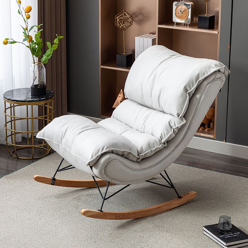 Modern Rocker Upholstered Tufted Cushion Rocking Chair with Dark Leg Clearhalo 'Chairs & Seating' 'furn' 'furn_rocking_chairs' 'Furniture' 'Living Room Furniture' 'Rocking Chairs' 'rocking_chairs' 1200x1200_bb5c1c9d-d6be-4804-ad96-8613d6568a58