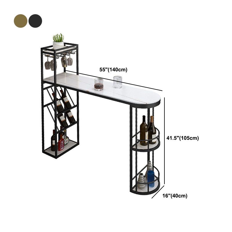 Glam 1/2/3 Pieces Bar Table Set Rectangle Stone Bar Table with Metal High Stools Clearhalo 'Bar Furniture' 'furn' 'furn_home_bar_bar_sets' 'Furniture' 'Home Bars & Bar Sets' 'home_bar_bar_sets' 'Kitchen & Dining Furniture' 1200x1200_bb5c929d-1ea0-414f-a488-a526c96a6ad6