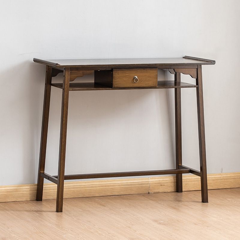 Mesa de consola moderna de mediados de siglo Mesa de consola de rectángulo de madera maciza marrón oscuro