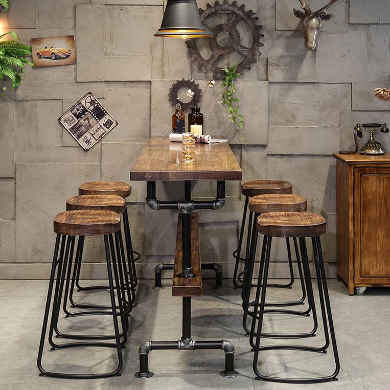 1/4/7 Pieces Industrial Rectangular Wood Top Pub Table with Metal Bar Stool Set Clearhalo 'Bar Furniture' 'furn' 'furn_home_bar_bar_sets' 'Furniture' 'Home Bars & Bar Sets' 'home_bar_bar_sets' 'Kitchen & Dining Furniture' 1200x1200_bb605d35-4523-4ff7-bea7-c42617be1c0c