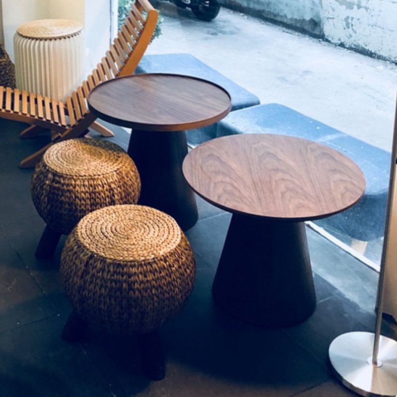 Mesa de altura pedestal de madera sólida redonda de la sala de estar escandinava