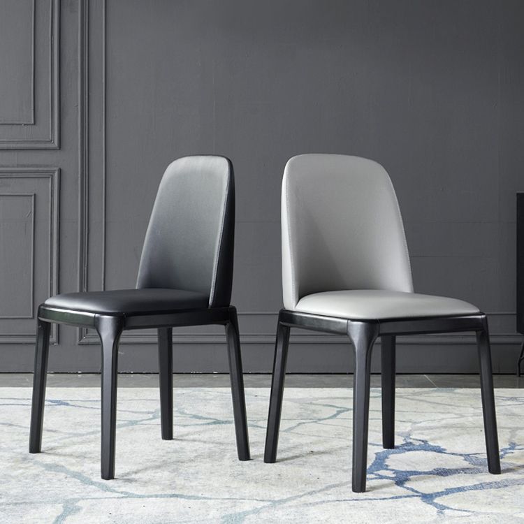 Faux Leather Industrial Dining Room Chair Matte Finish Solid Back Dining Chair Clearhalo ' kitchen&dining_furn' 'Dining Chairs' 'Dining Tables & Seating' 'dining_chair' 'furn' 'furn_dining_chair' 'Furniture' 'furniture_dining_chair' 'Kitchen & Dining Furniture' 'kitchen' 1200x1200_bb624056-1ded-4592-a828-0c582cfbf746