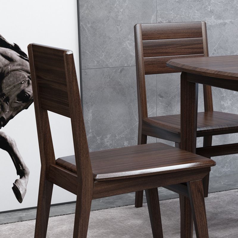 Contemporáneo 1/2/5/7 Piezas Muebles Mesa de comedor de madera sólida Rectángulo Juego en marrón