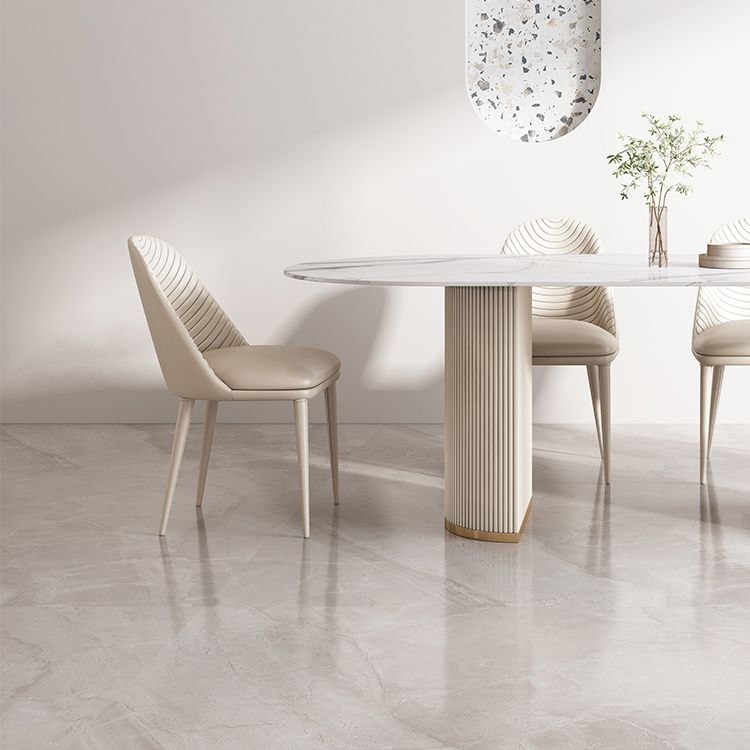 Modern Leatherwear Dining Table Set 1/4/5/7 Pieces Dinette Set with White Sintered Stone