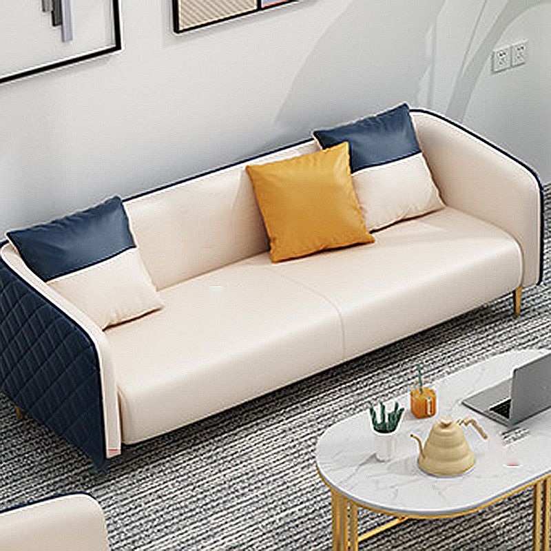Leather Tuxedo Arm Sofa Contemporary Tight Back Sofa with Pillow Clearhalo 'furn' 'furn_sofas' 'Furniture' 'Living Room Furniture' 'Sofa' 'sofas' 1200x1200_bb6616b6-b7a7-454b-9781-06569fff7e2d