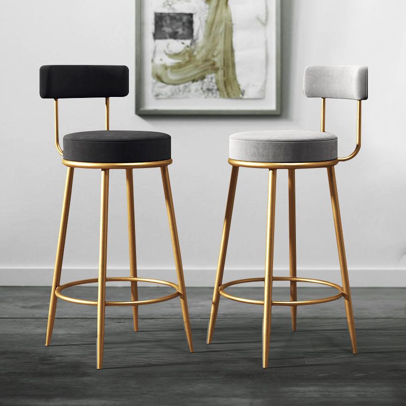 Nordic Armless Backrest Counter Stool Iron Dessert Shop Bar Stool with Cushion and Pedal Clearhalo 'Bar Furniture' 'Bar Stools' 'bar_stools' 'furn' 'furn_bar_stools' 'Furniture' 'furniture_bar_stools' 'Kitchen & Dining Furniture' 1200x1200_bb67544e-42f2-45a2-ace3-f94ef67ac05b