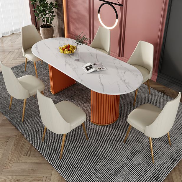 Metal Contemporary Free Form Indoor Table Sintered Stone Table for Dining Room and Kitchen Clearhalo ' dining_table' 'Dining Tables & Seating' 'Dining Tables' 'furn' 'furn_dining_table' 'Furniture' 'furniture_dining_table' 'Kitchen & Dining Furniture' 'kitchen&dining_furn' 'kitchen' 'kitchen_dining_table' 1200x1200_bb67c8ed-80b6-4bb1-8d03-352f1b26b5d3