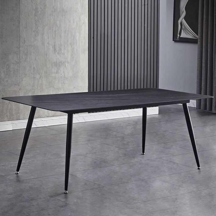 Sintered Stone Dining Table Industrial Style 4 Legs Carbon Steel Base Rectangle Table for Home Clearhalo ' dining_table' 'Dining Tables & Seating' 'Dining Tables' 'furn' 'furn_dining_table' 'Furniture' 'furniture_dining_table' 'Kitchen & Dining Furniture' 'kitchen&dining_furn' 'kitchen' 'kitchen_dining_table' 1200x1200_bb688b9d-811e-46a8-b1fb-676422e8064d