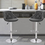 Modern Style Leather Bar Stool with Footrest and Adjustable Height Bistro Bar Stool