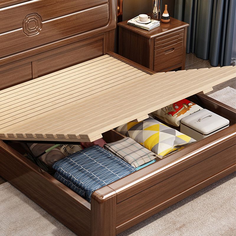 Lit de panneau moderne du milieu du siècle lit standard en bois massif avec tête de lit