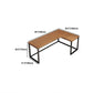 Industrial L-Shape Writing Desk Brown Manufactured Wood Office Desk